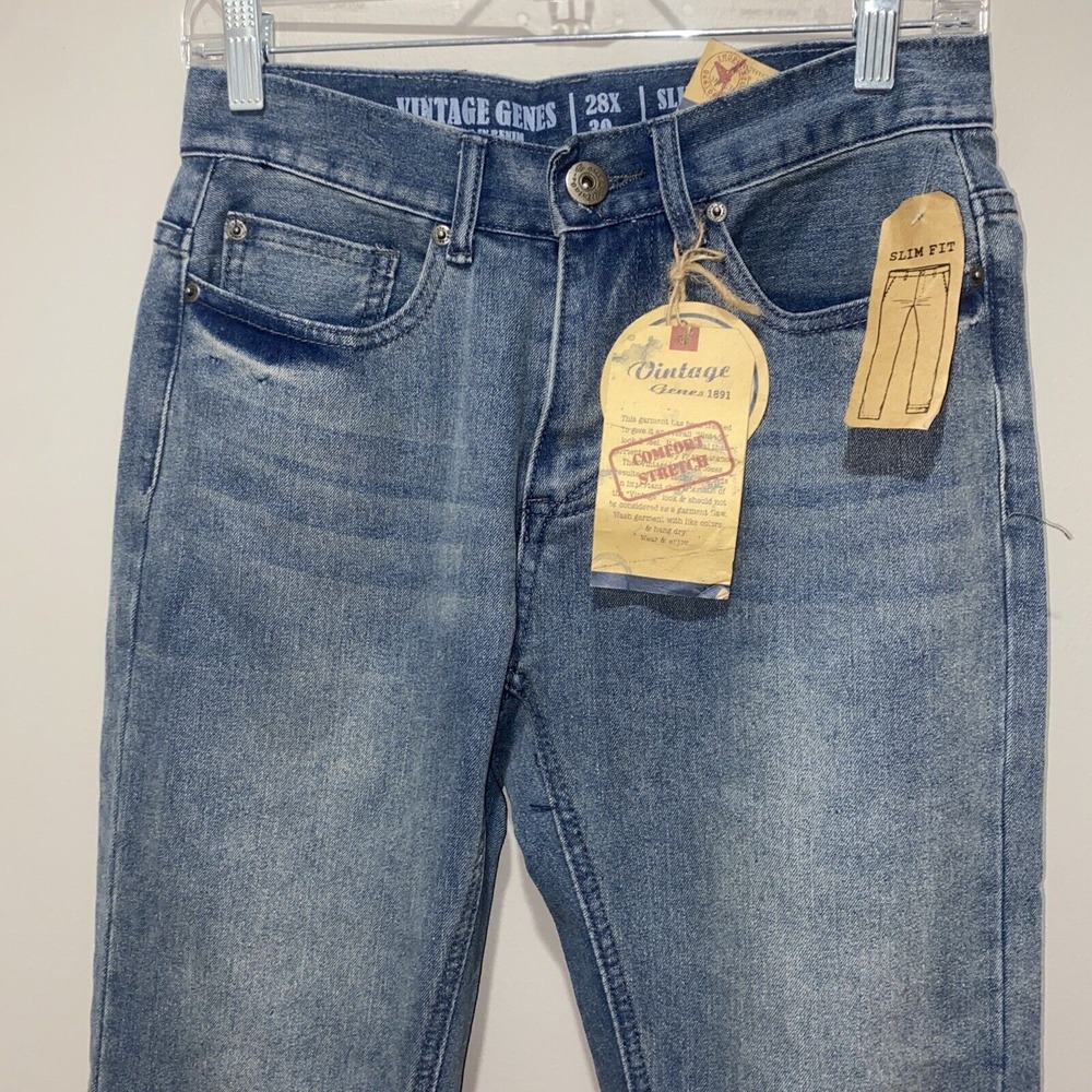 NWT Vintage Genes Lived in Denim Men's Slim Fit Jeans Comfort Stretch, 28x30 - Picture 2 of 12